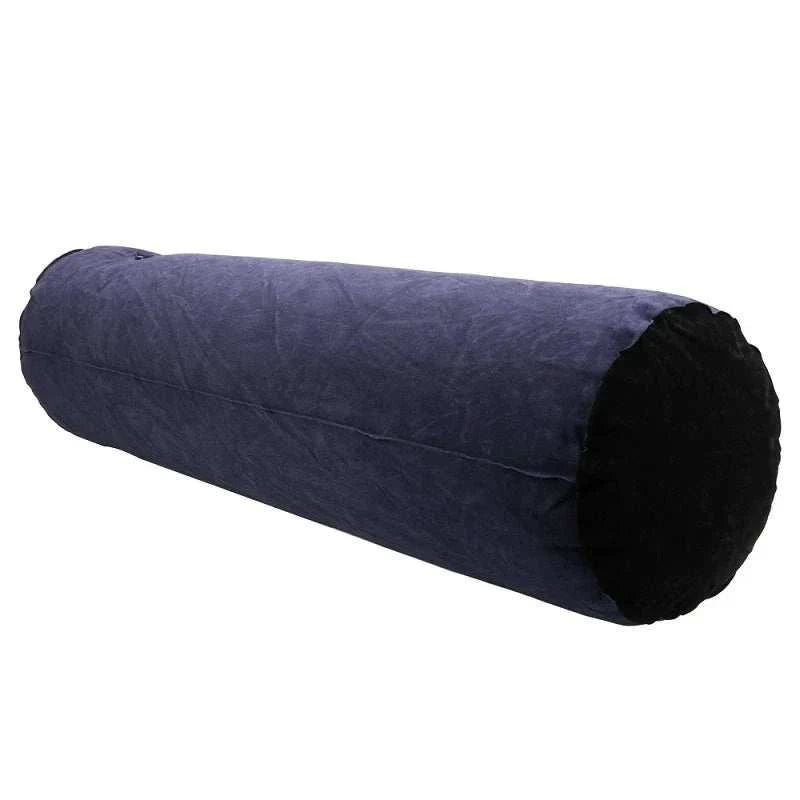 Inflatable erotic wedge pillow for adult games and couple positions.