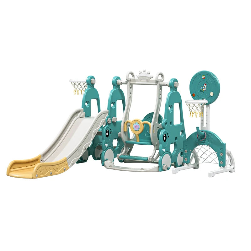 6 in 1 Indoor Playground Set for Children HDPE/PE Swing and Slide Toys Baby Playhouse with Indoor Slide and Swing Features Good Vibrations