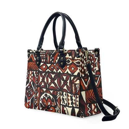 Customized Luxury Leather Women Handbag Hawaii Tribal Polynesian Tattoo Print Pu Leather Purse Shoulder Bag Lightweight Tote Bag Good Vibrations