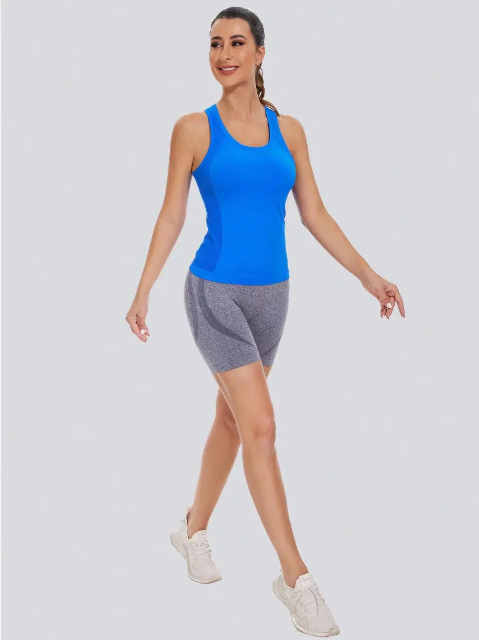 Workout Tank Tops for Women Racerback Tank Tops Seamless Gym Tops Sleeveless Athletic Yoga Running Shirts Good Vibrations