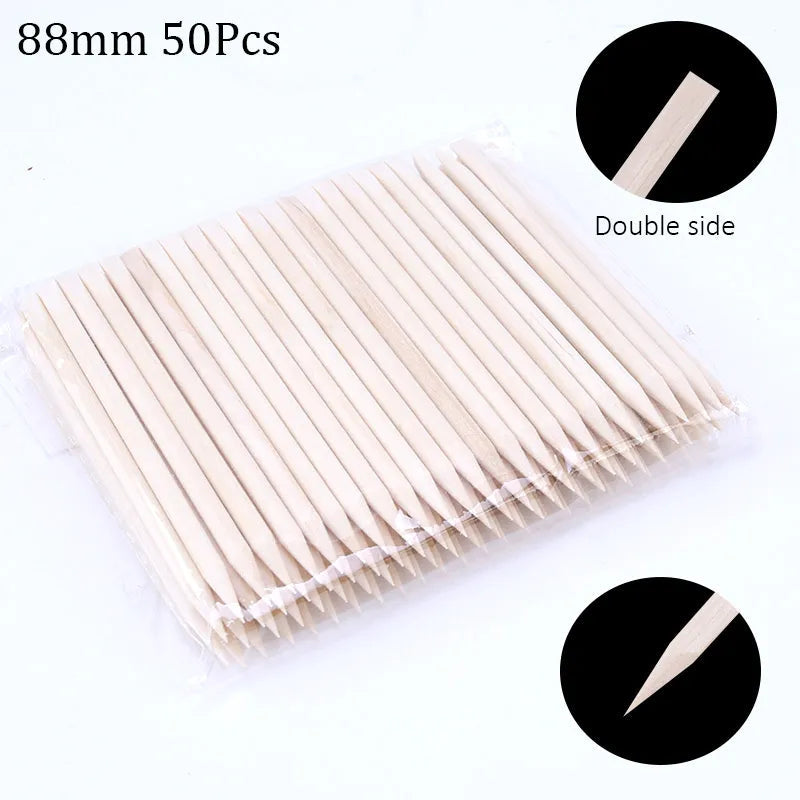100/50pcs Nail Art Pusher Orange Wood Sticks Cuticle Pusher Remover Rhinestones Dotting Removal Manicure Pedicure Care Tools Good Vibrations