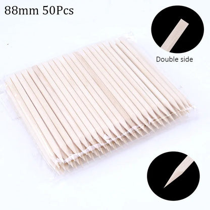 100/50pcs Nail Art Pusher Orange Wood Sticks Cuticle Pusher Remover Rhinestones Dotting Removal Manicure Pedicure Care Tools Good Vibrations