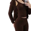 Custom High Waisted Tracksuit Casual Solid 3pc Women Set Jogger Skiny Long Sleeve 3 Piece Suit Fall Clothing for Women Ladies Good Vibrations