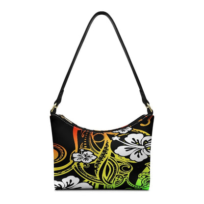Nice Purple Flowers Birds Print Women's Single Shoulder Bag Fashionable Underarm Design Zip Portable All-Match Mother's Day Gift Good Vibrations
