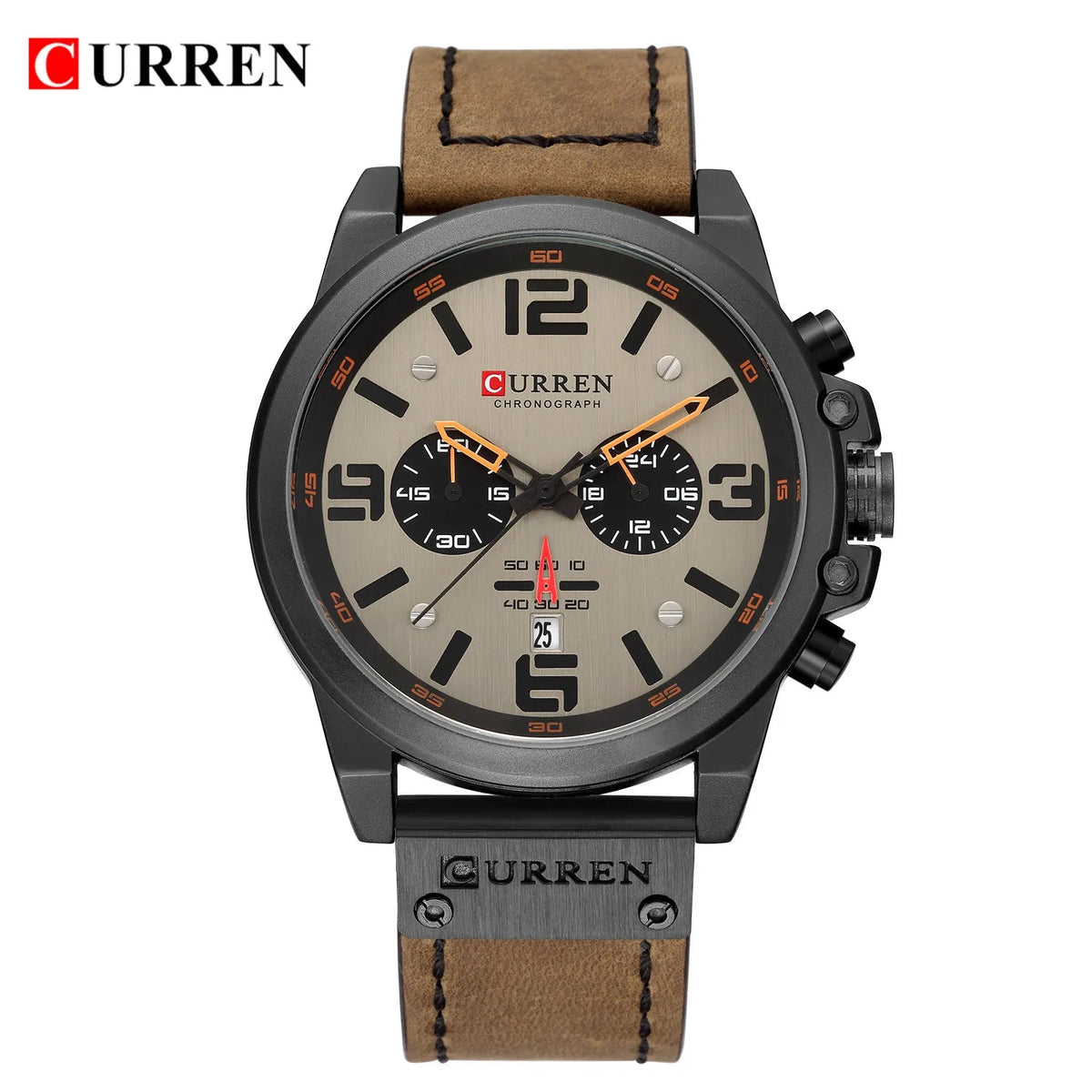 CURREN Mens Watches Top Luxury Brand Waterproof Sport Wrist Watch Chronograph Quartz Military Genuine Leather Relogio Masculino Good Vibrations