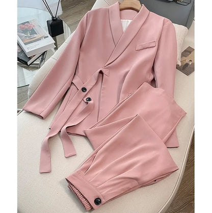 Wholesale Casual Formal Office Blazer Femme Temperament Wide Leg Pants Sexy Business Blazer Women Set Good Vibrations
