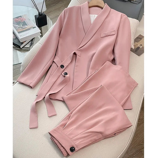 Wholesale Casual Formal Office Blazer Femme Temperament Wide Leg Pants Sexy Business Blazer Women Set Good Vibrations