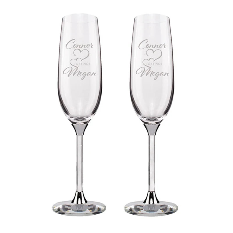 Personalized Champagne Flute Wedding Party Mr and Mrs Champagne Glasses Anniversary Gift for Couple New Years Celebration Good Vibrations