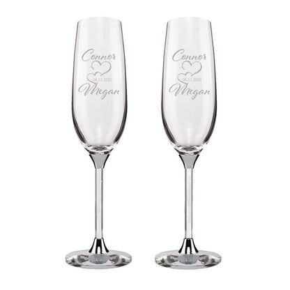 Personalized Champagne Flute Wedding Party Mr and Mrs Champagne Glasses Anniversary Gift for Couple New Years Celebration Good Vibrations