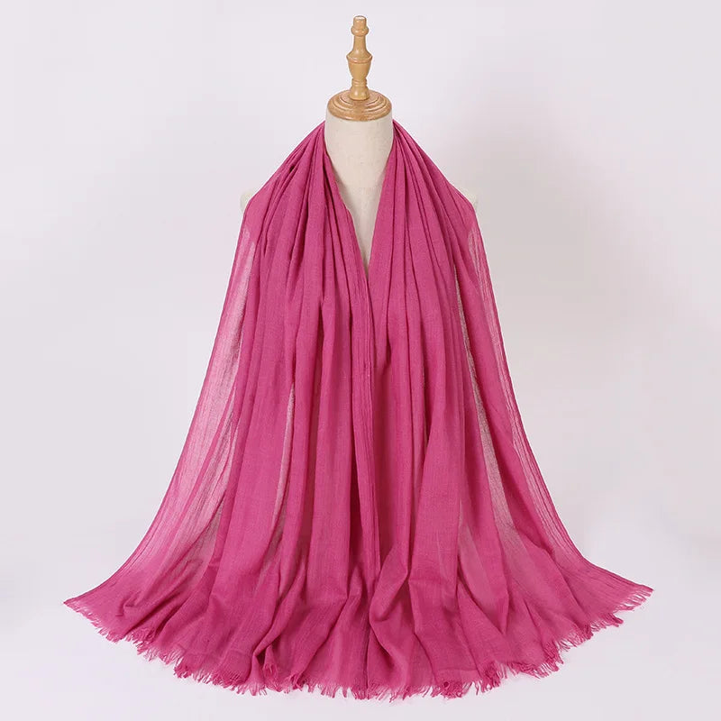 High Quality Viscose Cotton Hijab Shawls Plain Tassels Polyester Veils for Hijab Ladies Good Vibrations