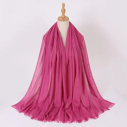 High Quality Viscose Cotton Hijab Shawls Plain Tassels Polyester Veils for Hijab Ladies Good Vibrations