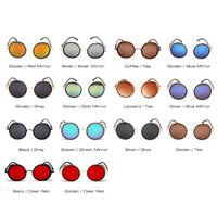 SHAUNA Vintage Women Steampunk Retro Coating Men Round Sunglasses Brand Designer Punk Sun Glasses UV400 Good Vibrations