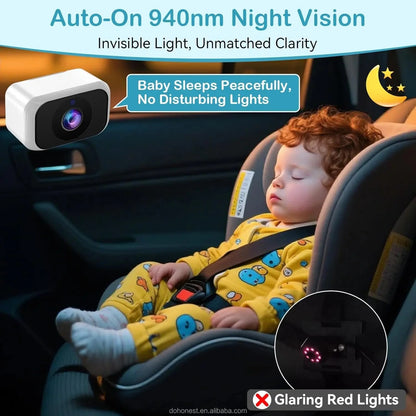 Dual Baby Car Camera with 7" IPS Display - HD 1080P, Night Vision, Split Screen, USB Powered Good Vibrations