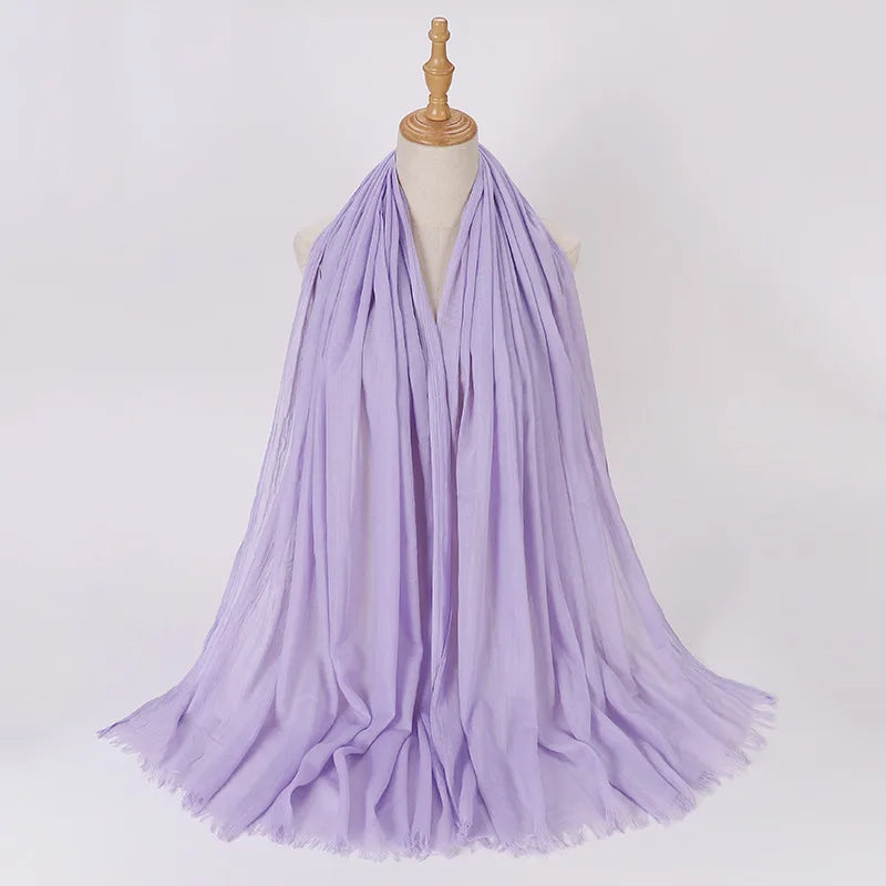 High Quality Viscose Cotton Hijab Shawls Plain Tassels Polyester Veils for Hijab Ladies Good Vibrations