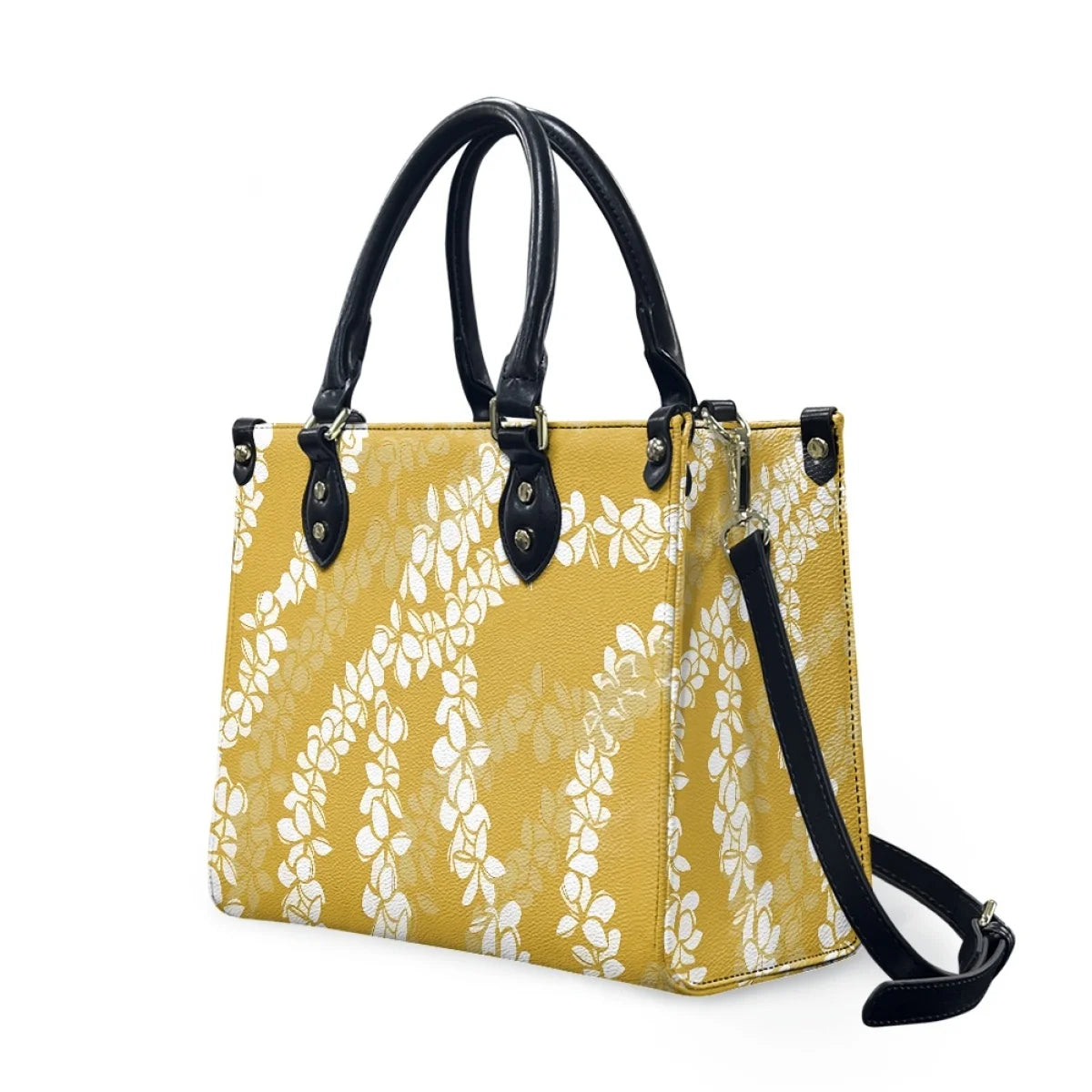 Customized Luxury Leather Women Handbag Hawaii Tribal Polynesian Tattoo Print Pu Leather Purse Shoulder Bag Lightweight Tote Bag Good Vibrations