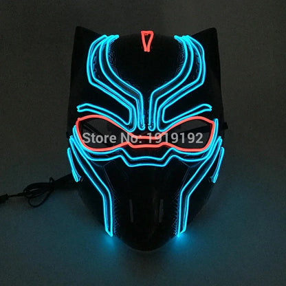 Halloween Carnival Party Costume Decoration Luminous LED Mask Halloween Mask LED Maske Light Up Party Masks for Glow Party Good Vibrations