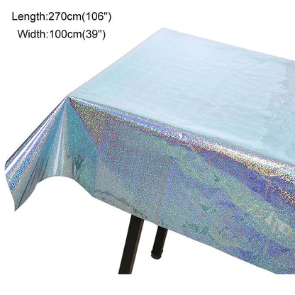 Disposable Party Glitter Table Cloth Birthday Rectangular Tablecloth Wedding Birthday Table Cloth Rectangular PVC Waterproof Good Vibrations