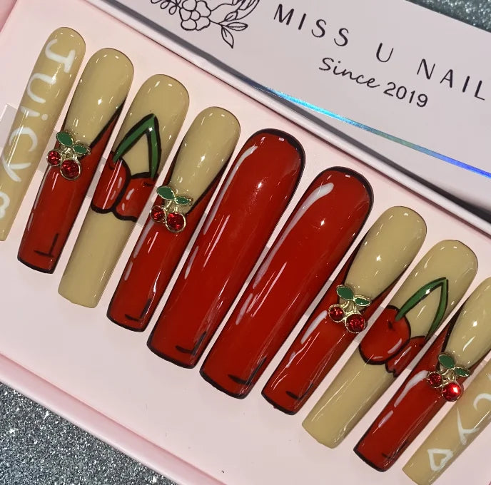 High Quality Multiply Designs 3D Handmade Customize Salon Press on Nails Acrylic Materials Set Good Vibrations