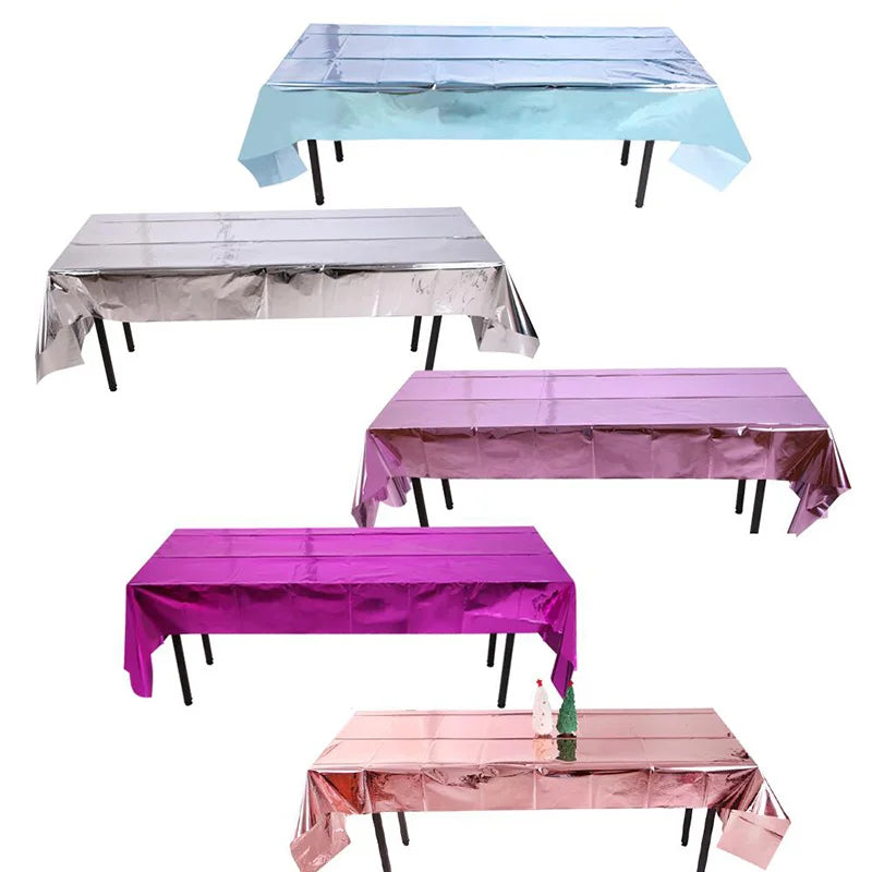Disposable Party Glitter Table Cloth Birthday Rectangular Tablecloth Wedding Birthday Table Cloth Rectangular PVC Waterproof Good Vibrations