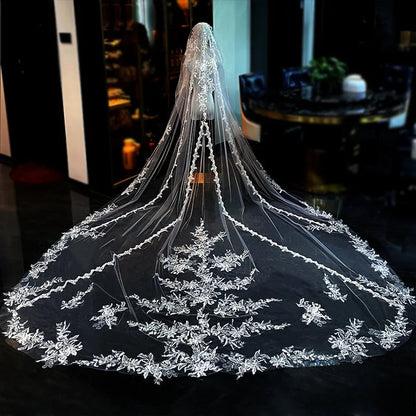 S7692F   Hot -selling Bride Is Married to Super Fairy Long Tail  Advanced Face Long Bridal Veils Elegant Good Vibrations