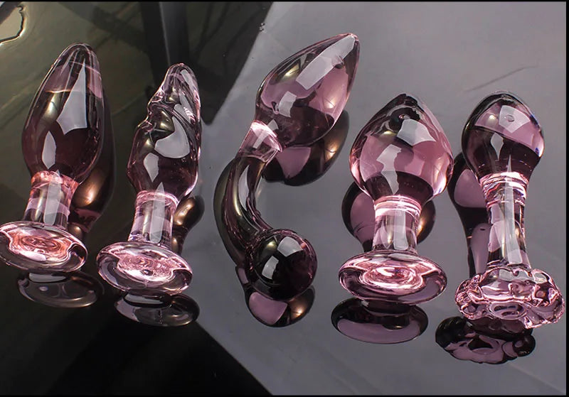 Candiway Exquisite Pink Crystal Glass Anal Plug Adult Masturbation Products Prostate Massager Erotic Toys For Couple (5 Styles) Good Vibrations Adult Super Store