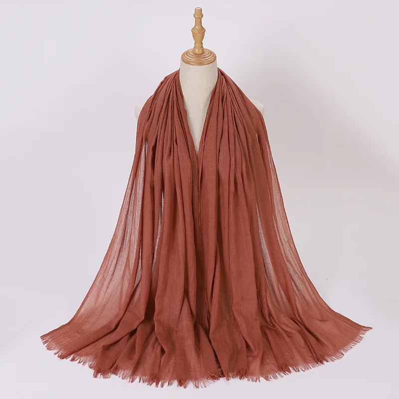 High Quality Viscose Cotton Hijab Shawls Plain Tassels Polyester Veils for Hijab Ladies Good Vibrations