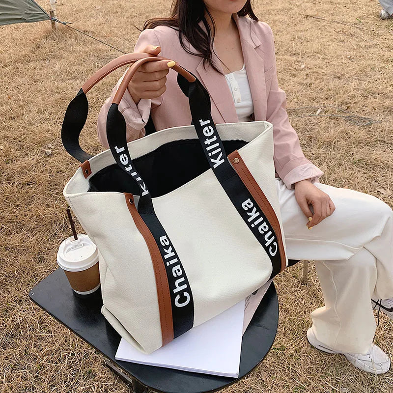Women's Canvas Bag 2022 Summer New Fashionable Large Capacity Shoulder Bag College Style Underarm Tote Bag - Buy Lading Shou Good Vibrations