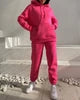Liu Ming Custom Logo Wholesale Fashion Women Outfits Long Sleeve Hooded Loose Tracksuit Sweatshirt and Pants Set Good Vibrations