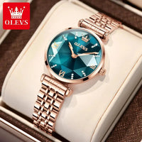 OLEVS Hot Sale Charm Dress Ladies Watch Quartz Stainless Steel Diamond Shape Starry Sky Women Watches Luxury Watch Gift Mom Wife Good Vibrations