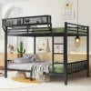 Modern Black Over Queen Metal Bunk Bed with Adjustable Ladder and Slats for Adults and Teens Good Vibrations