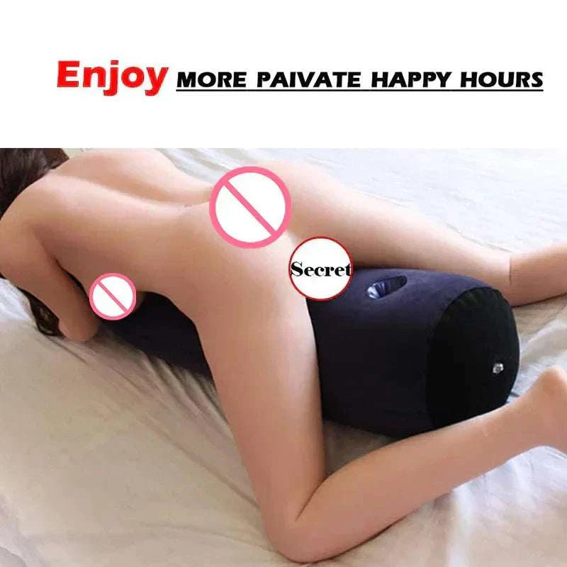 Inflatable erotic wedge pillow for adult games and intimate support.