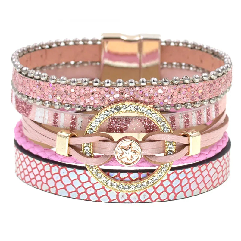 Charm Leather Bracelets For Women Trendy Boho bracelet Multilayer Wrap Bracelet women Female Jewelry Good Vibrations