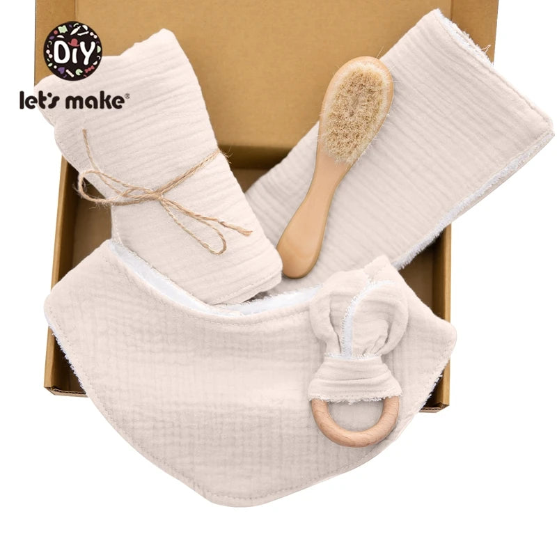 Let's Make Baby Bath Toy Set Double Sided Cotton Blanket Saliva Towel Rabbit Bracelet Toys Baby Bath Gift Products For Kids Good Vibrations