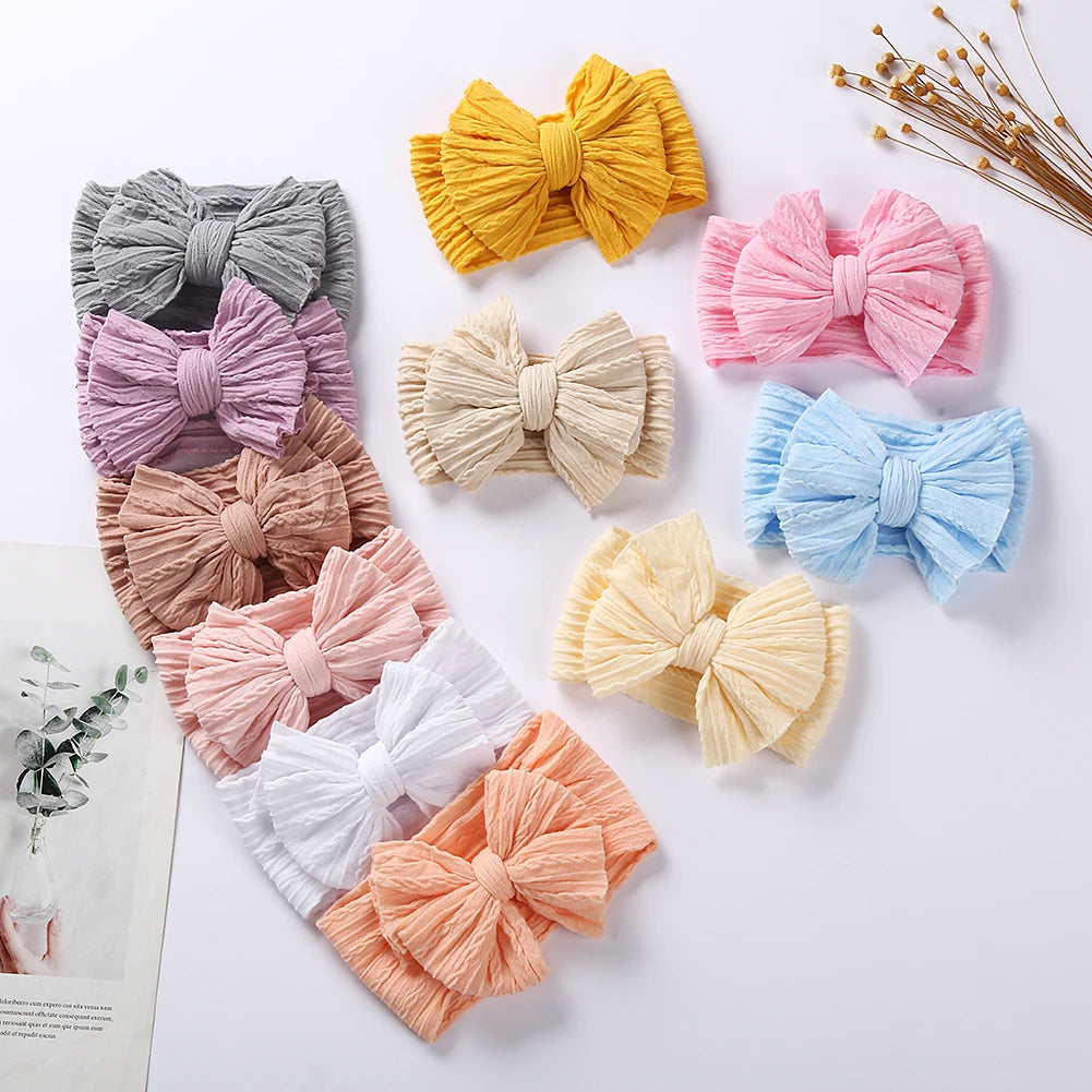 Solid Cable Bow Baby Headband for Child Nylon Layers Headwear Kids Elastic Turban Headwraps Newborn Boys Girls Hair Accessories Good Vibrations