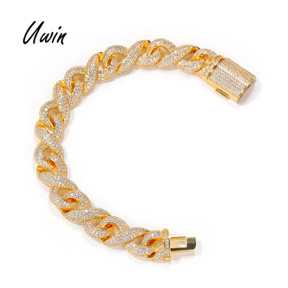 New Twist Cuban Link Chain Bracelet Full Iced Out Miami Cuban Infinity Bracelet AAA Zirconia Hip Hop Men Jewelry Good Vibrations