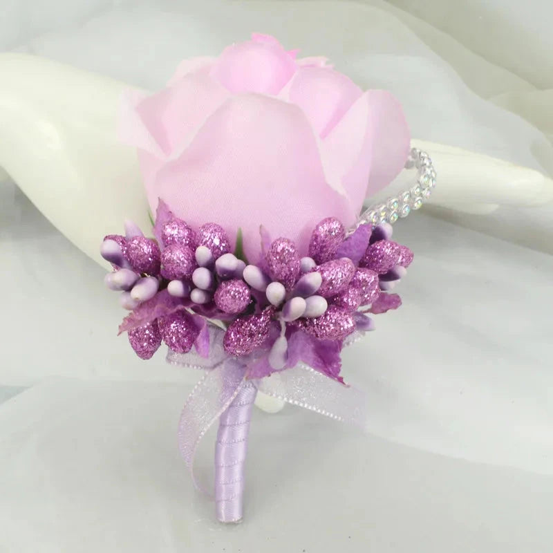 Meldel Wedding Corsages and Boutonnieres Artificial Roses Silk Groom Boutonniere Flower Groomsman Buttonhole Mariage Accessories Good Vibrations