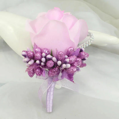 Meldel Wedding Corsages and Boutonnieres Artificial Roses Silk Groom Boutonniere Flower Groomsman Buttonhole Mariage Accessories Good Vibrations