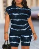 Two Piece Sets Women Outfits Summer Fashion Printed Round Neck Short Sleeved Top & Casual Skinny Shorts Set Streetwear Good Vibrations