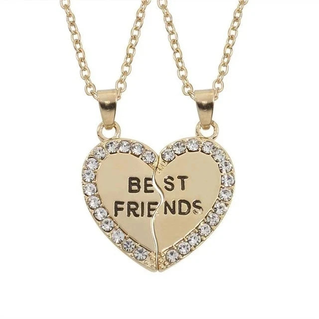 Fashion Best Friends Honey Love Couple Pendant Necklace 2 Pcs/ Set Chain Choke Broken Heart BFF Good Friendship Jewelry Gift Good Vibrations