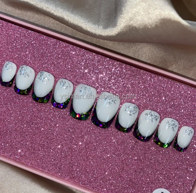 High Quality Multiply Designs 3D Handmade Customize Salon Press on Nails Acrylic Materials Set Good Vibrations