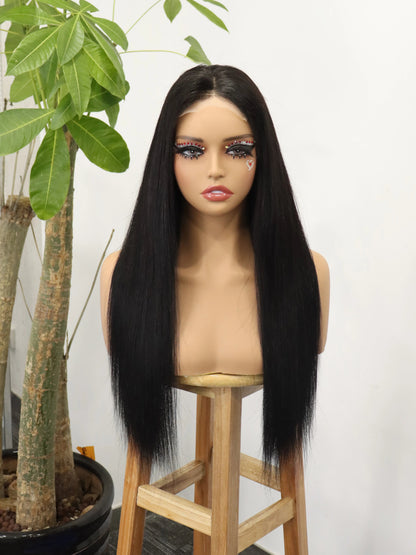Raw Vietnamese Straight Human Hair Wigs 100% Virgin Hair Bleached Knots 4x4 Lace Closure Wigs for Women 250% Density Melt Skin Good Vibrations