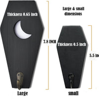 2 PCS Rustic Wall Mounted Coffin Key Holder Spooky Gothic Home Decor Halloween Decor Black Wooden Hanger Hooks for Keys Mugs Good Vibrations