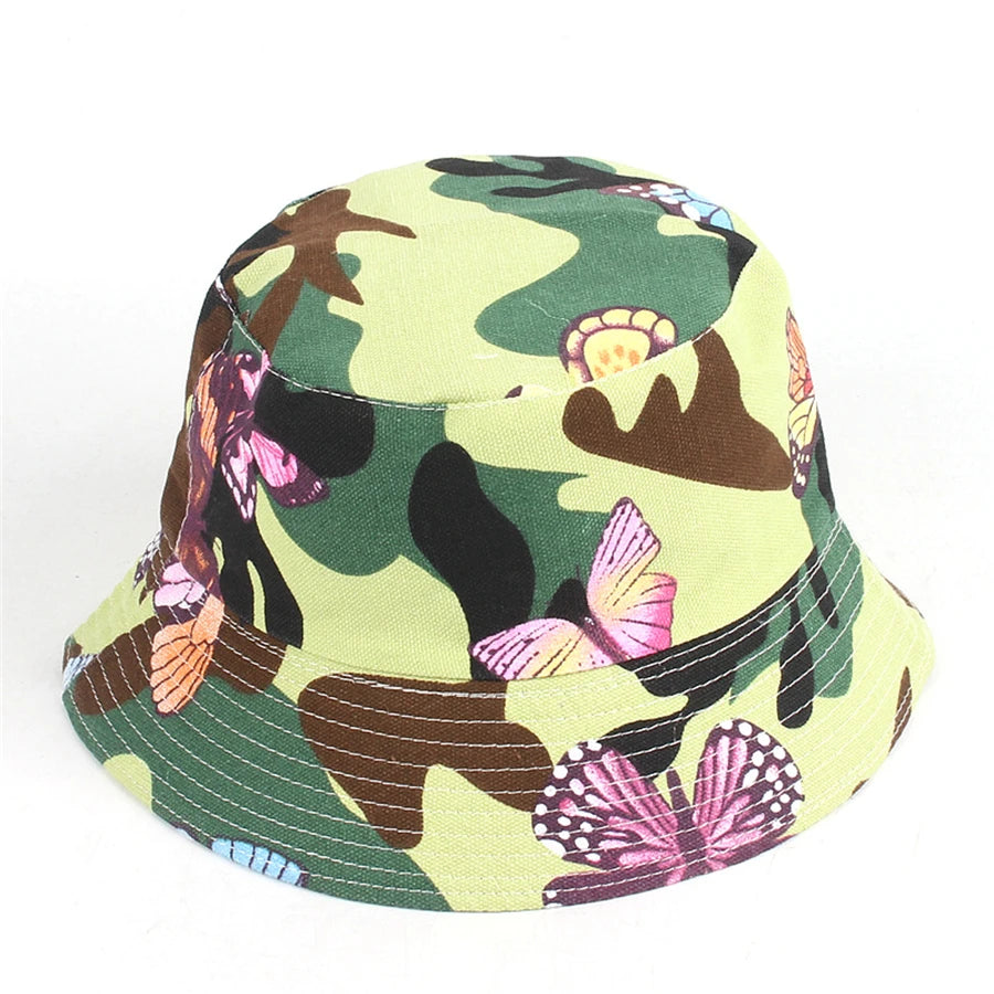 22 Colors Printed Bucket Hat Unisex Ins Trend Flat Top Outdoor Fisherman Hats Men Sunshade Caps Summer Travel Sun Cap Wholesale Good Vibrations