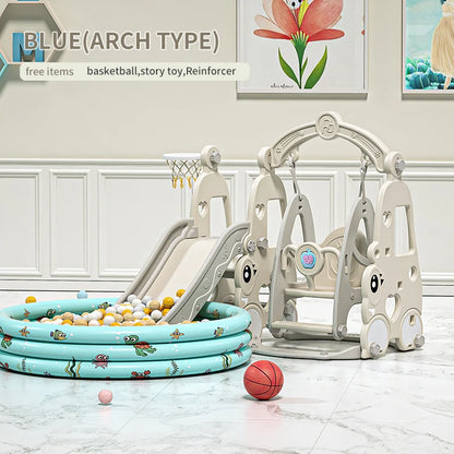 6 in 1 Indoor Playground Set for Children HDPE/PE Swing and Slide Toys Baby Playhouse with Indoor Slide and Swing Features Good Vibrations