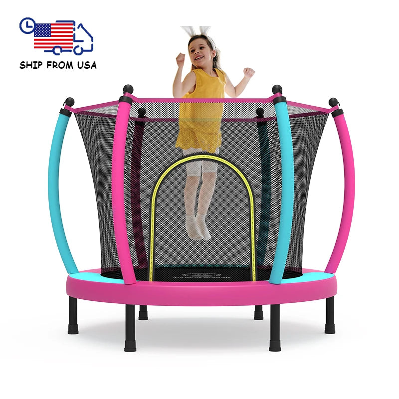 Zoshine 60" Indoor Baby Trampoline, Multi Color Mini Design Save Space,  Inside Safe Enclosure Net with Bounce Jumping Mat Good Vibrations