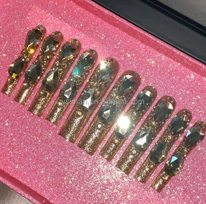 High Quality Multiply Designs 3D Handmade Customize Salon Press on Nails Acrylic Materials Set Good Vibrations