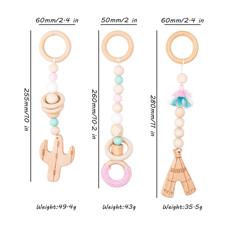 Baby Toys Wooden Play Gym Toys Nordic Baby Room Decor Wood Nursery Sensory Toy Gift Infant Room Clothes Rack Accessories Rattles Good Vibrations