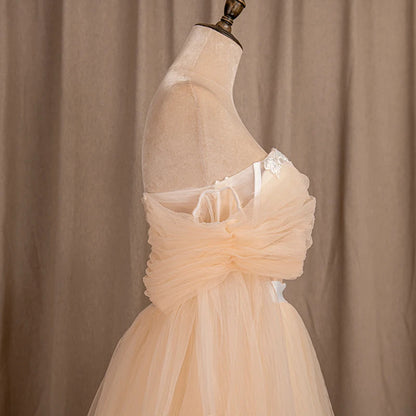1620# Super Fairy Simple Tulle Wedding Dress Princess Style Vintage Real Photo Factory Price Strapless Off Shoulder wedding gown Good Vibrations