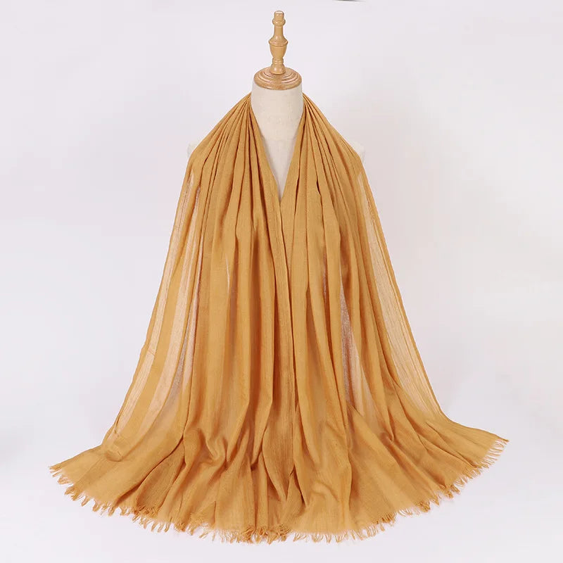 High Quality Viscose Cotton Hijab Shawls Plain Tassels Polyester Veils for Hijab Ladies Good Vibrations