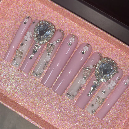 High Quality Multiply Designs 3D Handmade Customize Salon Press on Nails Acrylic Materials Set Good Vibrations